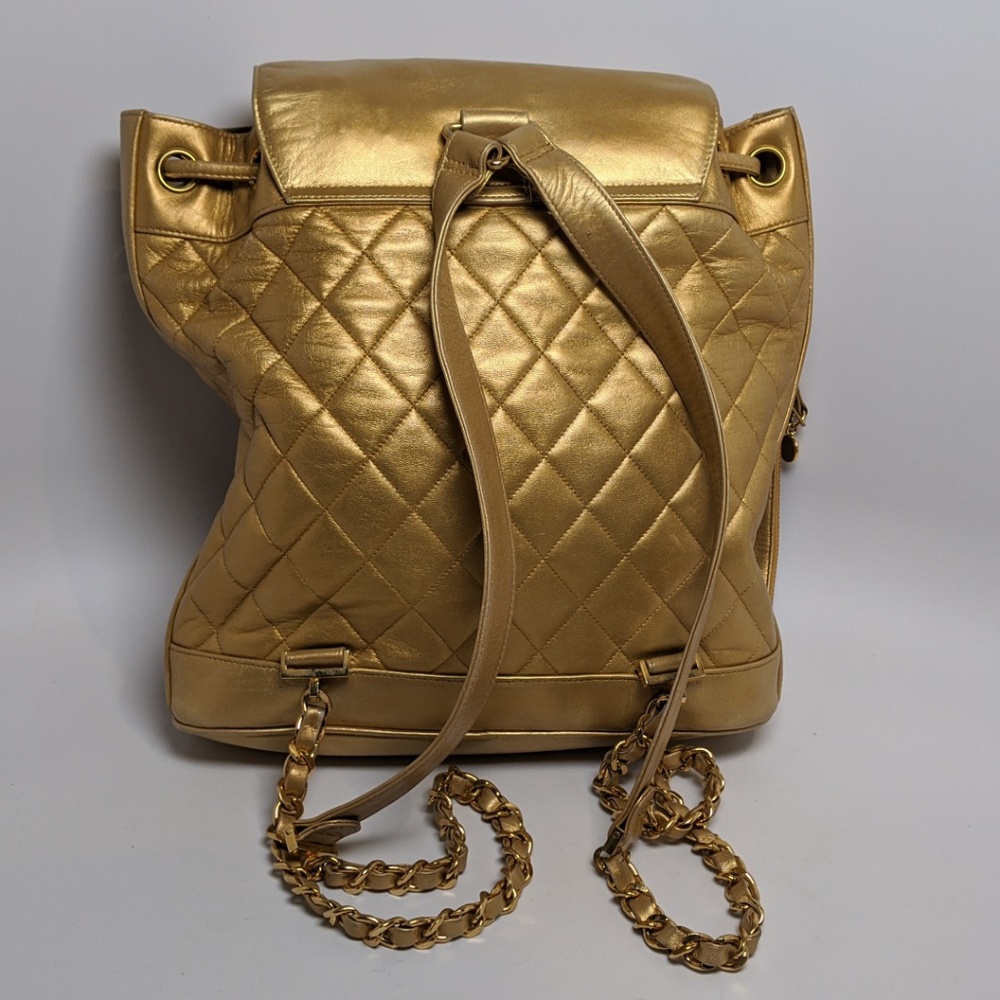 SOLD Chanel Gold Circle Lock Vintage Backpack - Picture 2 of 7